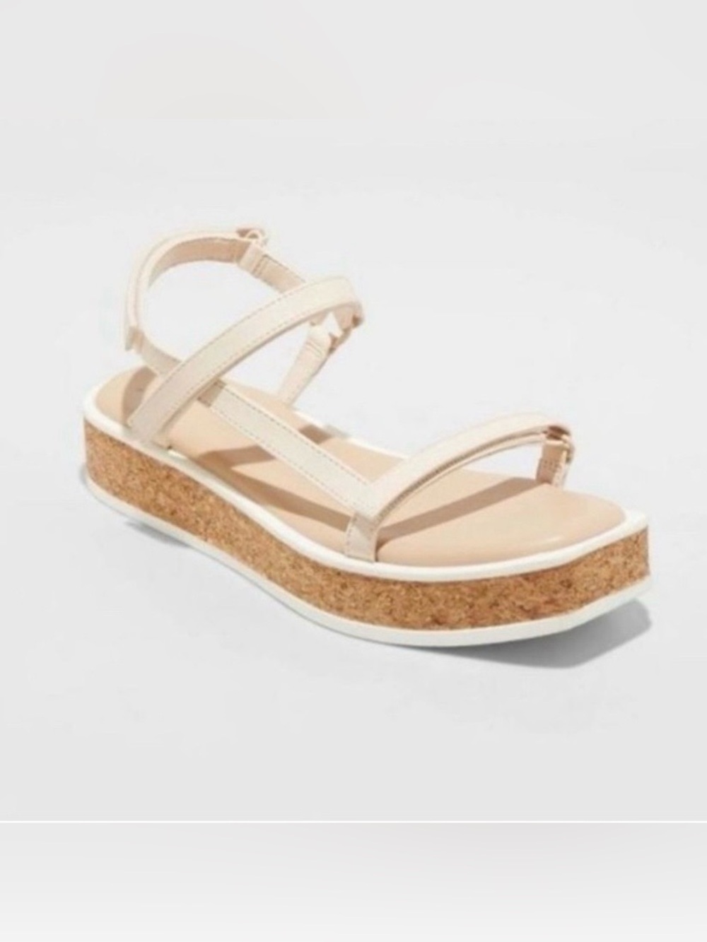 a new day Beige Cork Platform Strappy Sandal